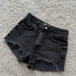 Zara Black Frayed Denim Shorts